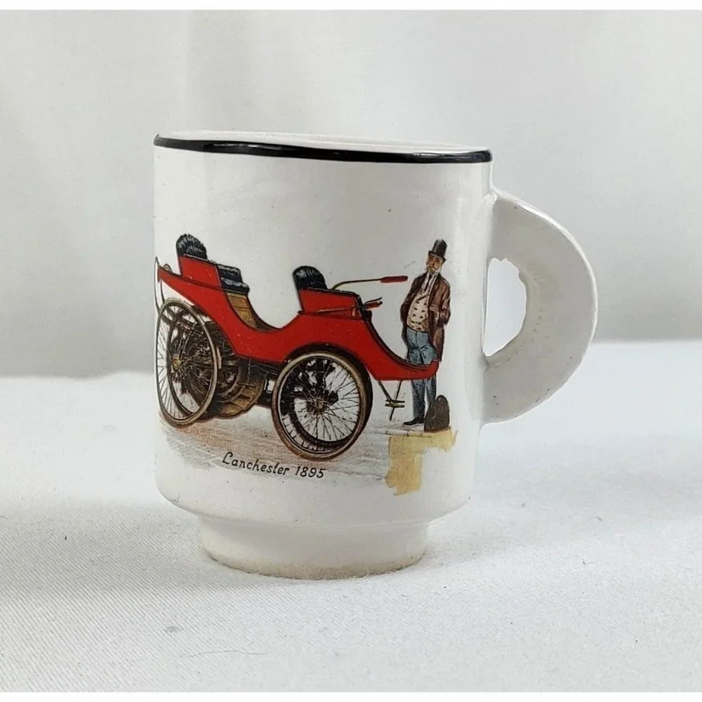 Miniature Coffee Cup 2" Antique Car Henry Ford Museum Lancaster 1895 Steampunk - Picture 1 of 6